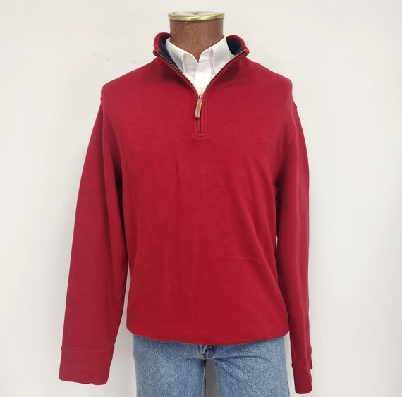 Vintage 1990's Men's Medium Lands' End Red 1/4 Zi… - image 1