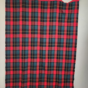 Vintage 1960&#39;s Amana Woolen Mill Red Green and Black Tartan Wool 60 x 76 Blanket - Coverlet or Throw
