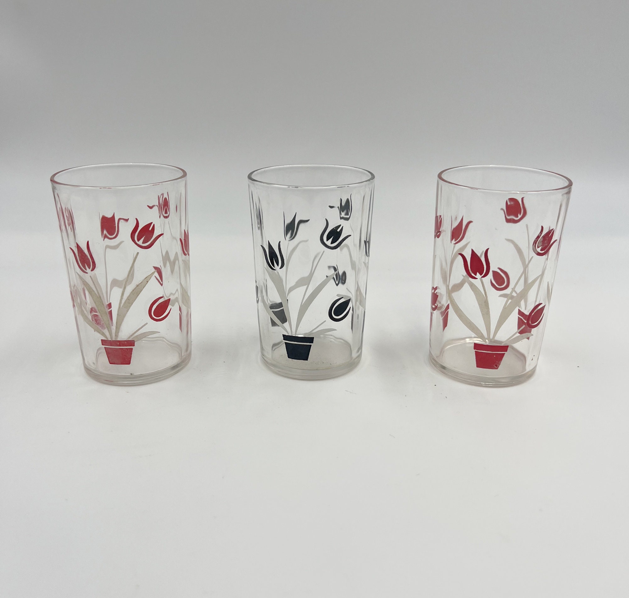 Vintage 1960's Set of 6 Swanky Swig Tulip Juice Glasses Hazel Atlas ...