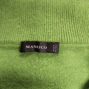 Vintage 1990's Men's Manrico Kelly Green Large 100% Cashmere 1/4 Zip Sweater AS IS image 5