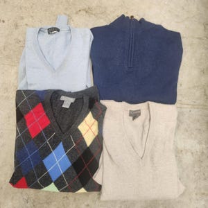 Vintage Lot von 4 Herren große 100% Kaschmirpullover - ALLE WIE IST