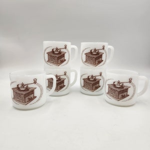 Vintage jaren 1960-&#39;70 set van 6 Federal MoorMan&#39;s D-handvat melkglas koffiemokken