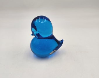 Vintage 1970's - 80's Glass Blue Bird Handmade by FM Konstglas Ronneby Sweeden
