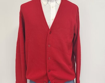 Vintage 1980's NOS Men's Classics by Palmland Medium Red Acrylic Cardigan Sweater