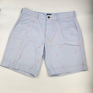 Vintage J Crew 34 Waist Light Blue with Pink Flamingos Shorts
