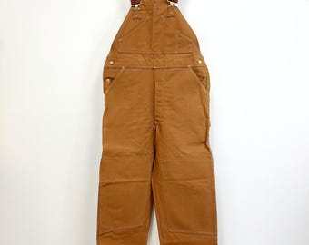 Vtg Carhartt Duck Zip to Knee Bib Overalls Quilt Lined R02 BRN 44