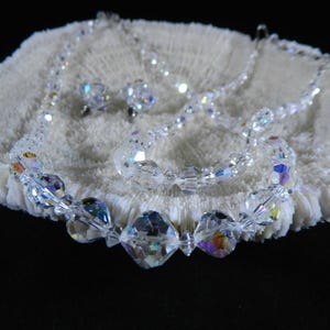 Vintage Aurora Borealis crystal bead jewelry set...two necklaces and a pair of earrings