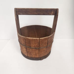 Vintage Wood Barrel Half Turned into a Decorative Bucket - Planter