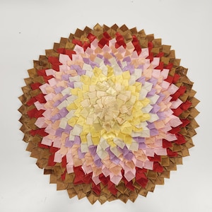 Vintage 1950&#39;s Handmade Satin Ribbon 18 Inch Round Pillow Cover