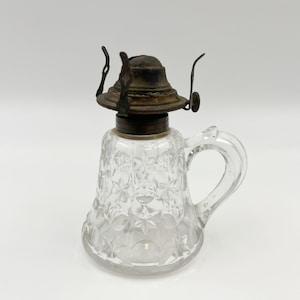 Early American Pressed Glass Moon and Stars Mini Oil Lamp