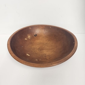 Vintage Turn of the Century Round Wooden Farmhouse 14 1/2-inch Dough Bowl