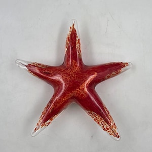 Vintage Orange/Red Glass Starfish Paperweight