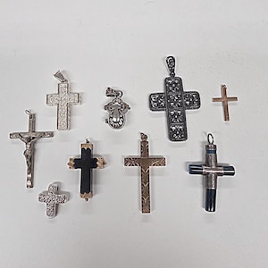 Vintage Set of 9 Assorted Crosses - Pendants - Charms - Religious Pieces