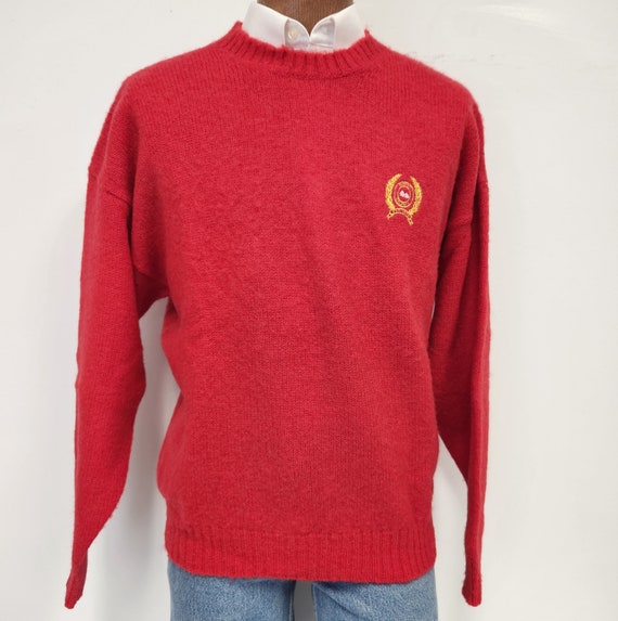 Vintage 1970's - 80's Men's Large Bright Red Wool… - image 2