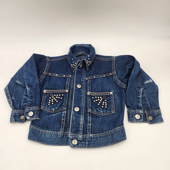 Vintage 1950's Child's Unisex Denim Jacket with S… - image 1