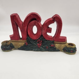 Vintage 1960er Jahre Solid Gips Noel Weihnachtskerzenhalter