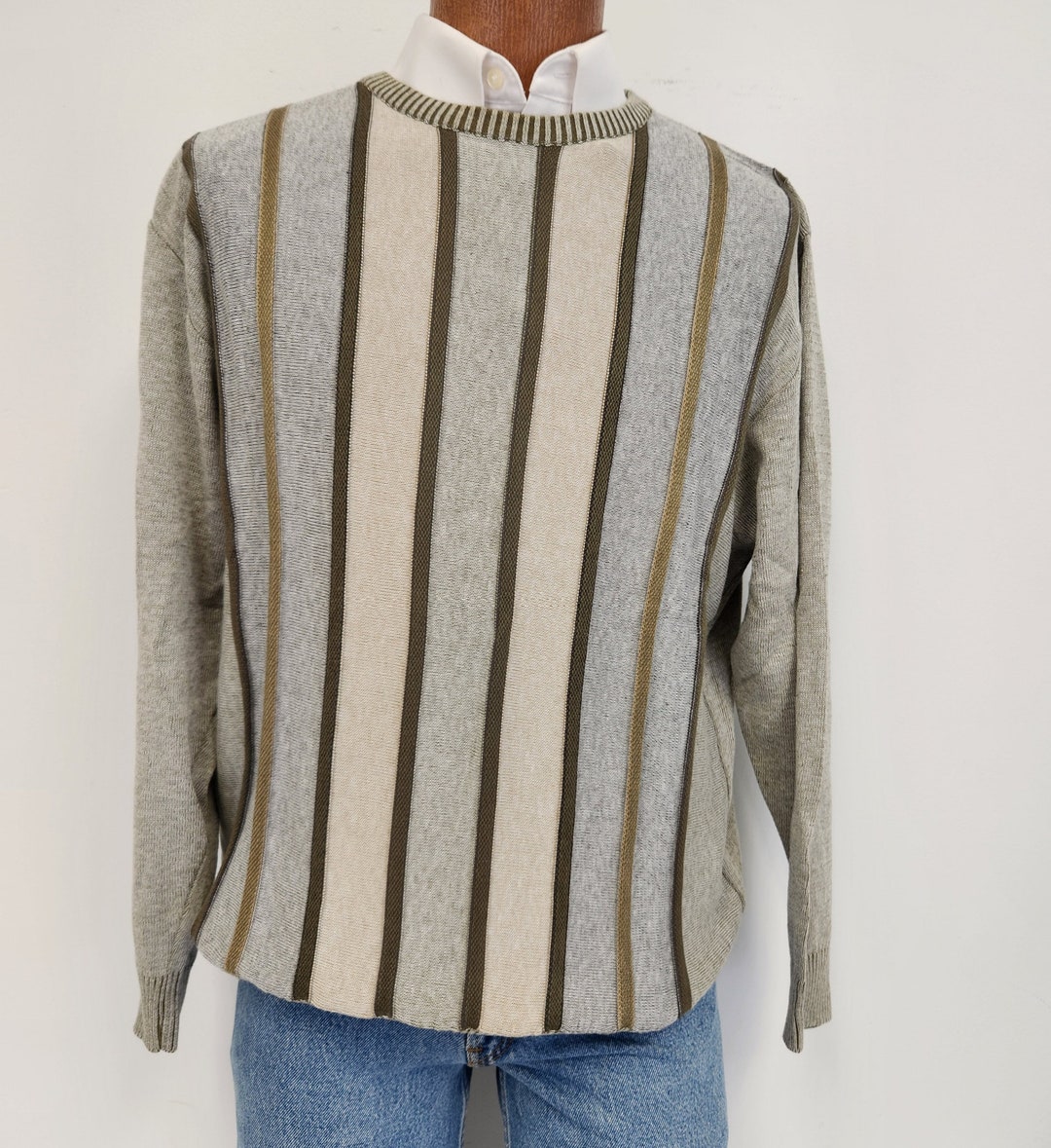 Montechiaro Navy and Multi-Colored Italian Sweater 30124110M