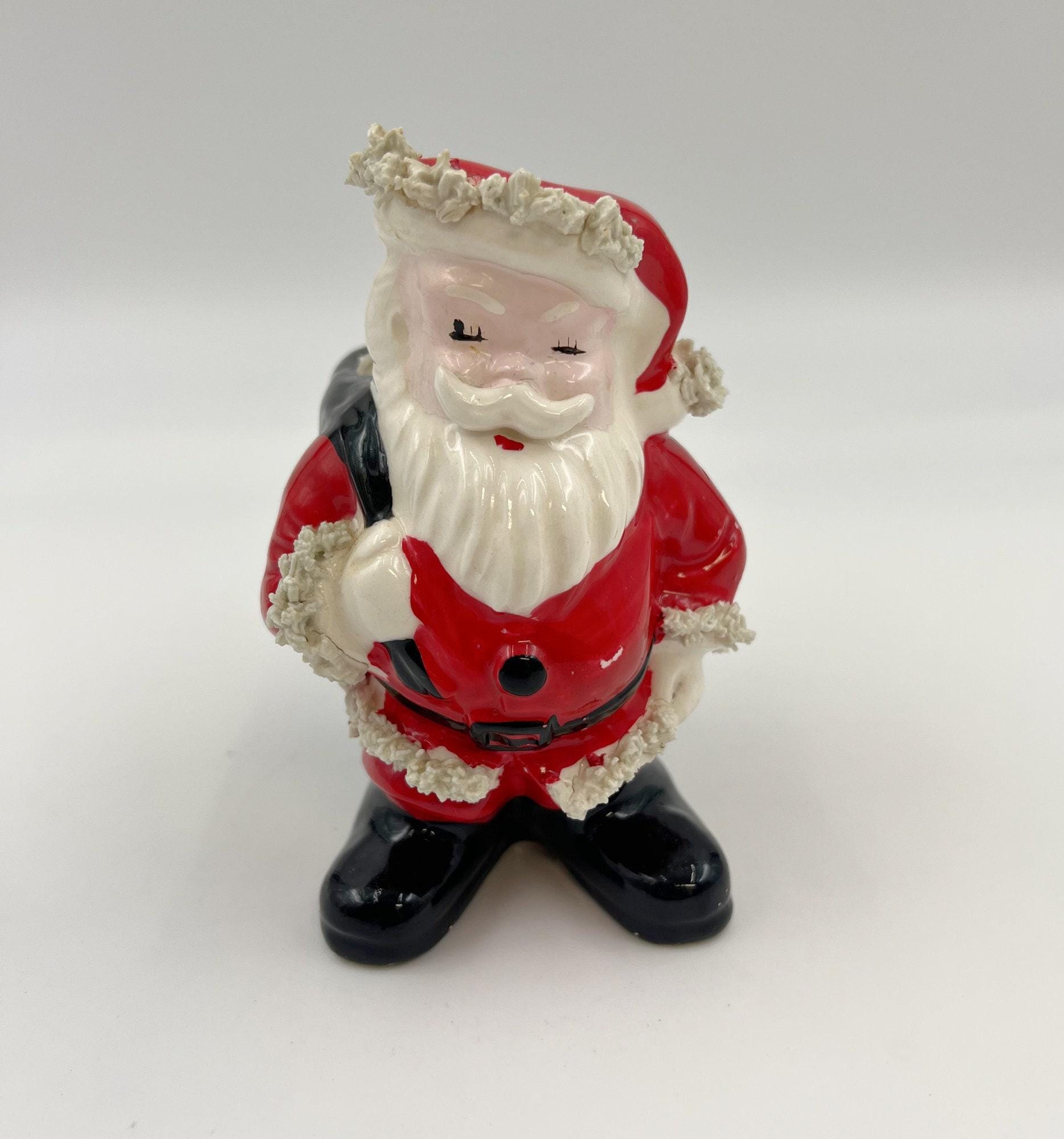 1960年代のヴィンテージ陶器製スパゲッティサンタプランター - 黒の