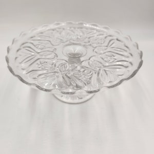 Vintage Early 1900&#39;s Early American Pressed Glass Patterned Cake Stand - Pedestal - Salver