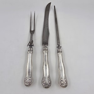 Vintage Empire Silver Company La France Rose 3 Piece Carving Set