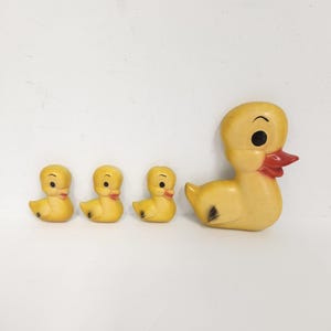 Vintage jaren 50-60 4-delige set krijtbordeenden - moeder en 3 baby&#39;s wanddecor