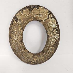 Vintage Turn of the Century Oval Brass Punched Picture Frame
