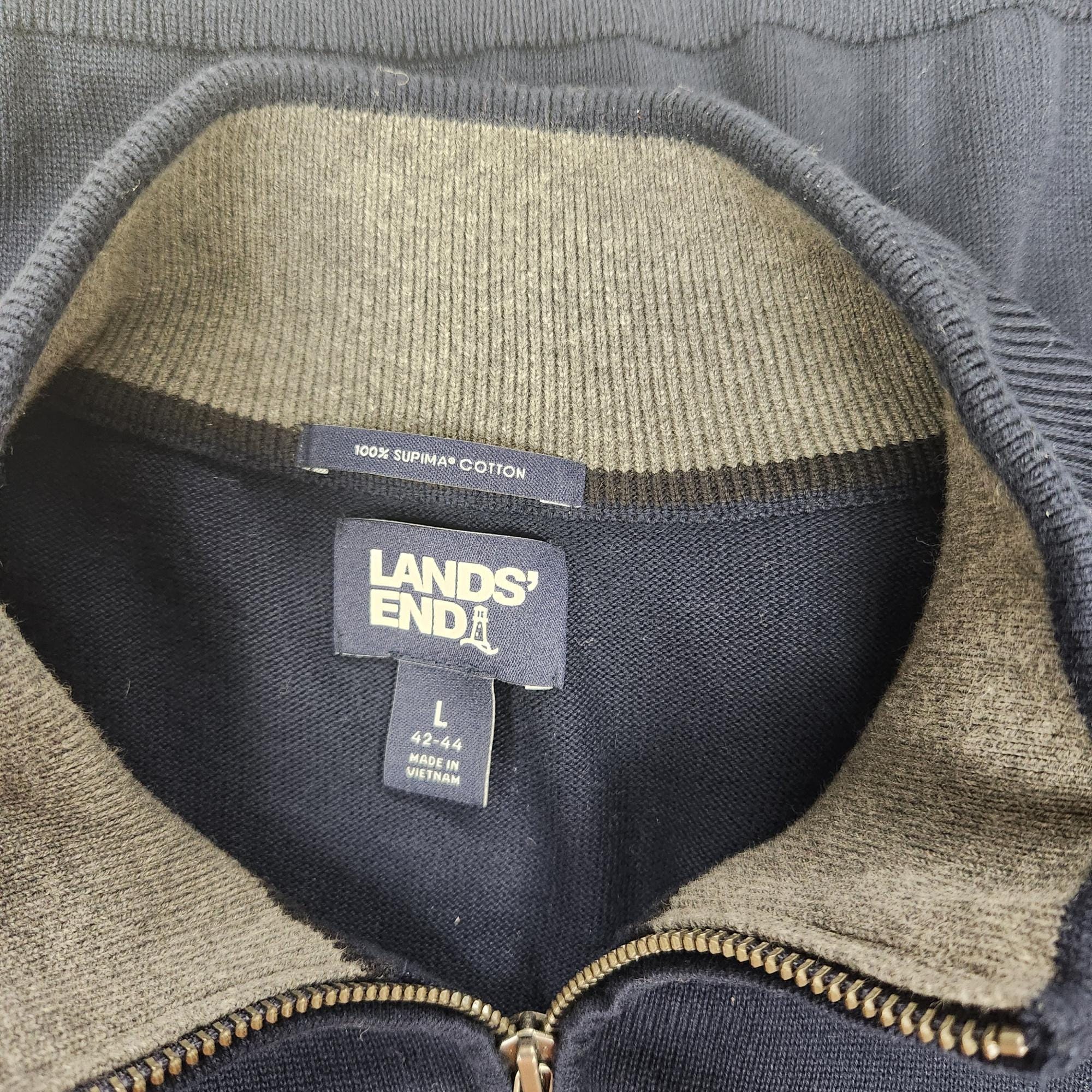 トップス 90s lands' end cotton sweater Vintage 90s Lands' End Green & White Sailing Cotton Sweater