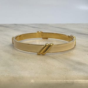 1980s Monet Gold Tone Enamel Bangle Bracelet