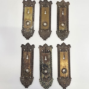 Vintage Turn of the Century Brass/Bronze Doorknob Backplate - Escutcheon Hardware