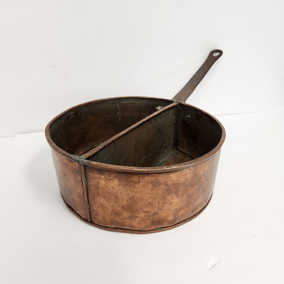 Vintage 1800's Solid Copper Handwrought Divided Pan Cookware 