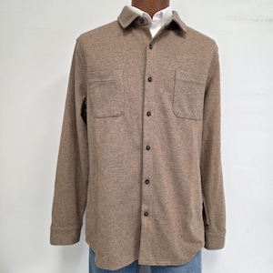 Vintage Men&#39;s Medium/Large Laguna Tan Marl Button Down Shirt with 2 Front Pockets