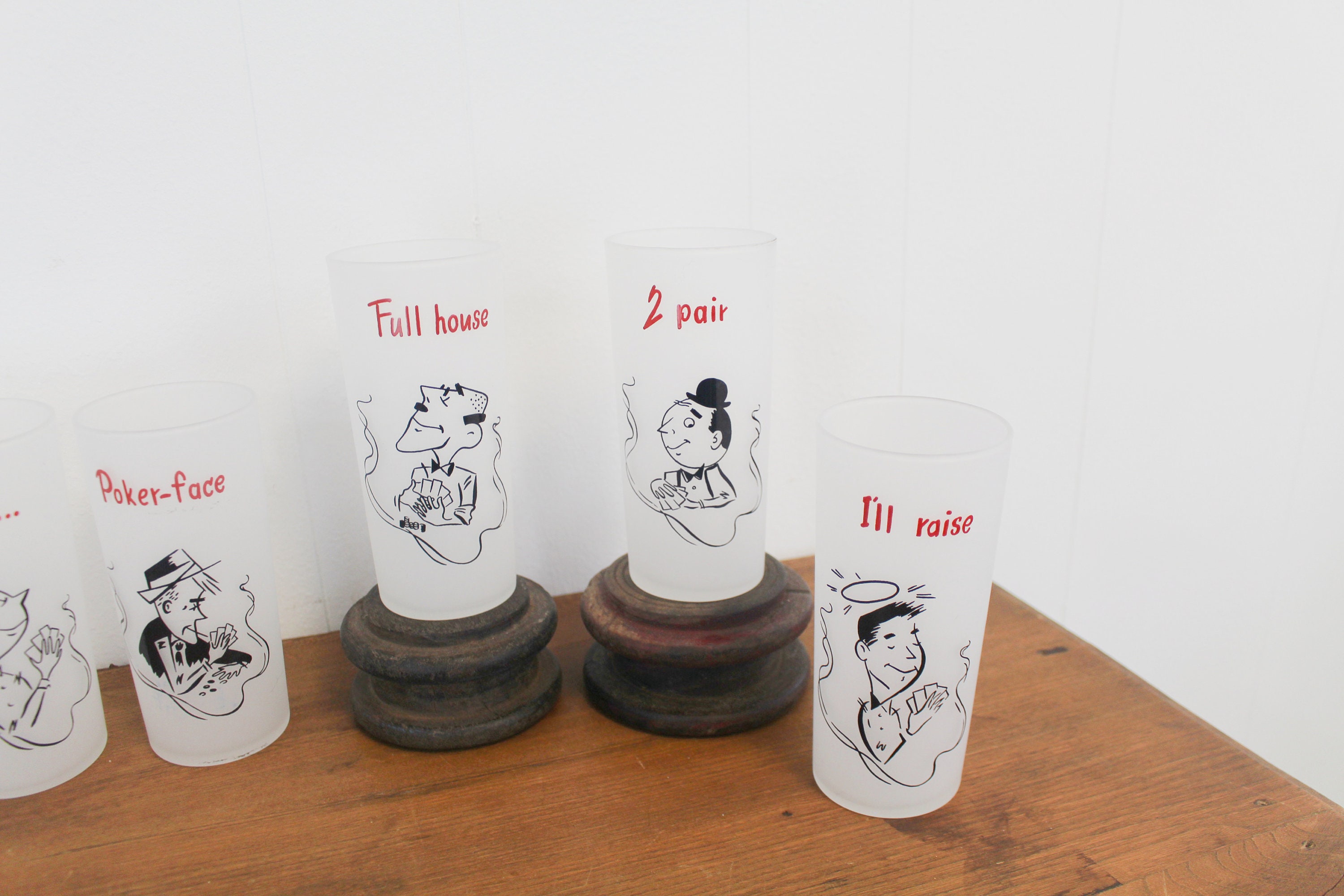 Vintage Novelty Drinking Poker Glasses Set of 8 Red & Etsy España