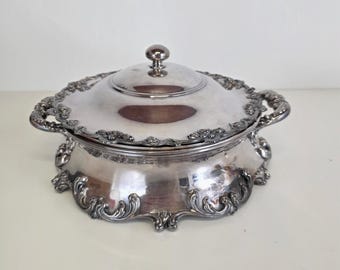 Vintage 4-teilige vierfach-Silberplatte mit Jugendstil-Auflaufform
