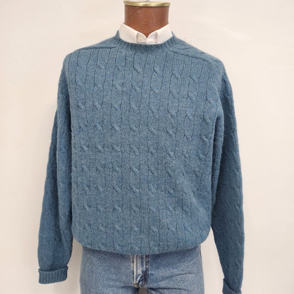 Vintage 1980's Men's Medium Polo Ralph Lauren Alpaca/Wool Cable Crewneck Sweater