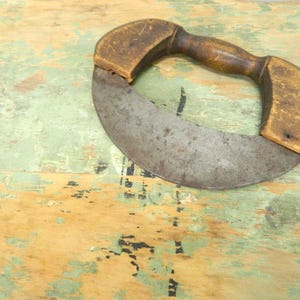 Vintage wood handled food chopper  | scraper  | kitchen utensil  |  primitive country decor  | urban farmhouse