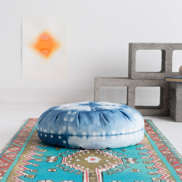 Indigo Dyed Zafu Meditation Cushion: Clamp Resist