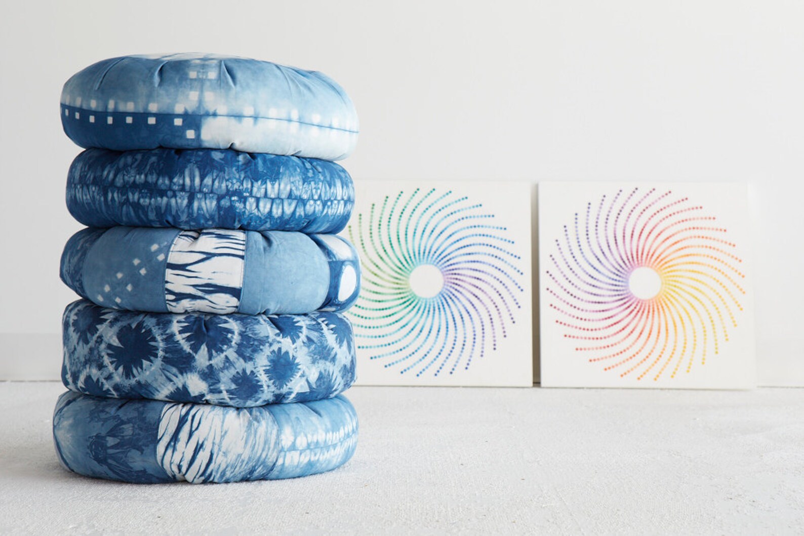 Indigo Dyed Zafu Meditation Cushion Plangi Shibori Etsy