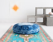 Indigo Dyed Zafu Meditation Cushion: Stitch Resist