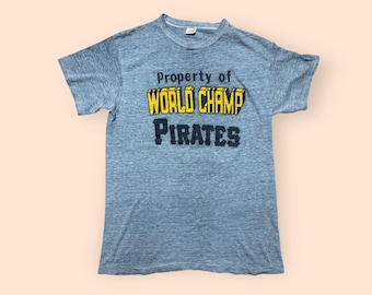 Vintage 1970s Pittsburgh Pirates World Champions T Shirt Gray Men’s Medium Gray