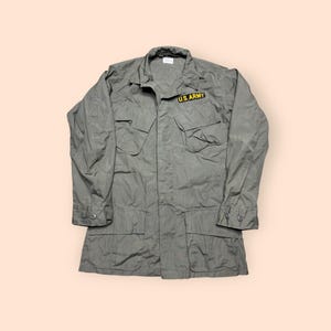 Vintage US Army Jungle Fatigue Poplin Military Jacket Vietnam Small Long Vtg