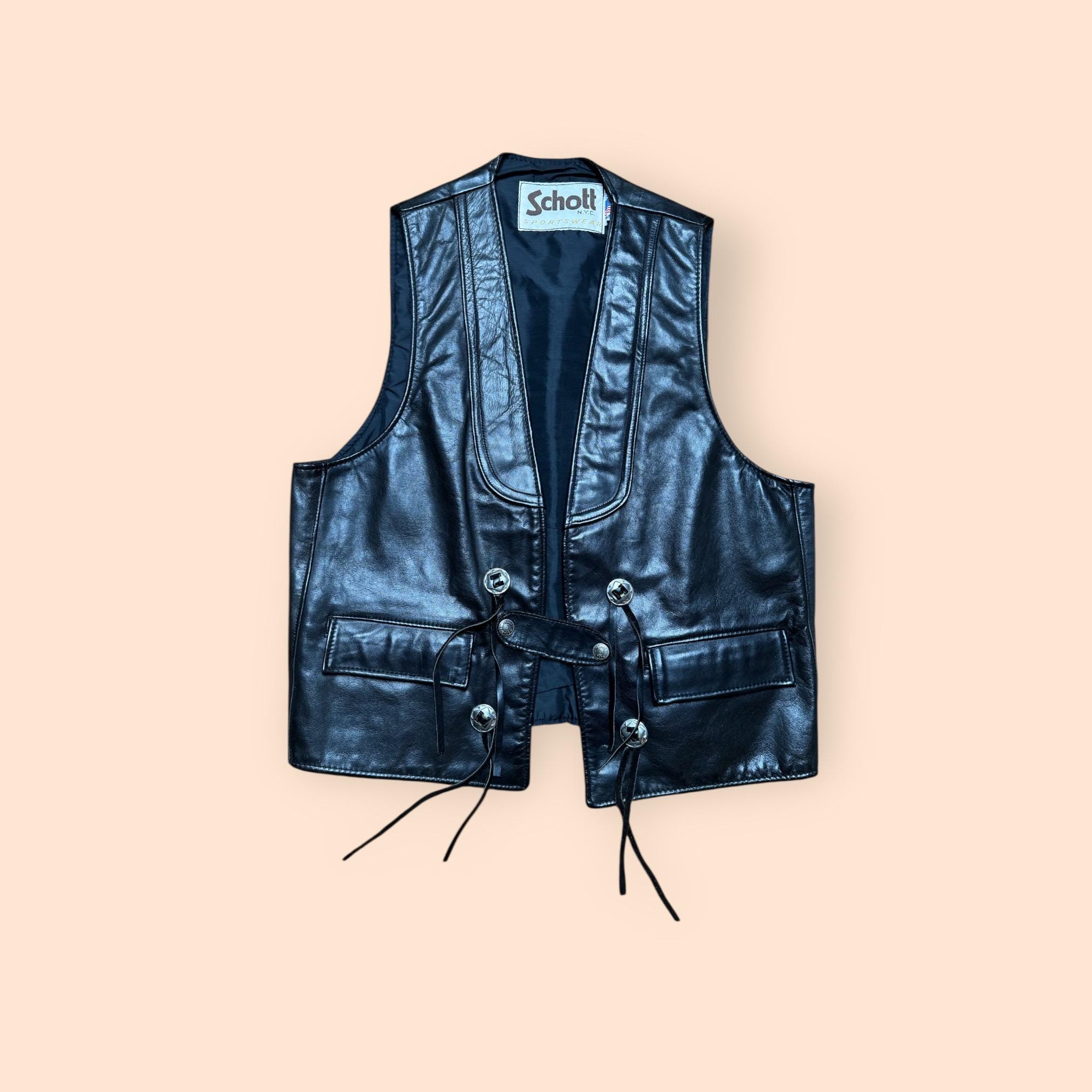 Schott Leather Vest - Etsy