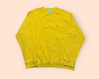 Vintage Nike Y2K Crewneck Sweatshirt Yellow Swoosh Men’s Large Vtg 2000s