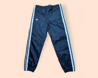 Vintage Adidas Y2K Windbreaker Pants Small Black Vtg 2000s