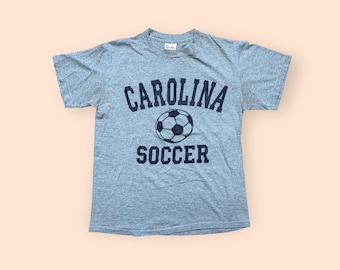 Vintage 1990s North Carolina Tar Heels Soccer T Shirt Medium Gray Vtg 90s UNC