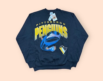 Vintage Pittsburgh Penguins 1990s Crewneck Sweatshirt Deadstock Large Black Vtg