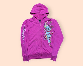 Y2k Ed Hardy Short Sleeve Zip up Hoodie - Etsy