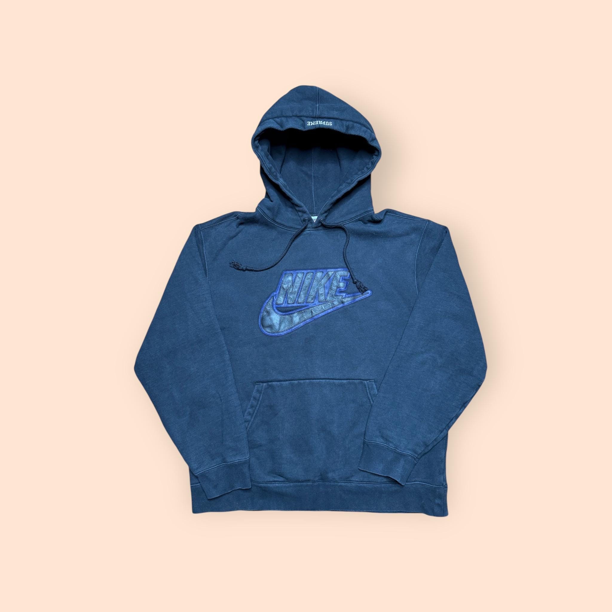 トップス Nike Supreme Leather Hooded Sweatshirt Supreme Nike Hoodie Leather Logo Men's Large Black - Etsy