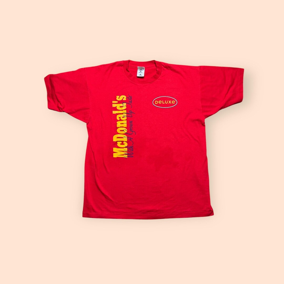 Vintage 1990s Mcdonald s T Shirt Deluxe With A Grown Taste XL Red Vtg Vintage 1990s Mcdonald s T Shirt Deluxe With A Grown Taste XL Red Vtg