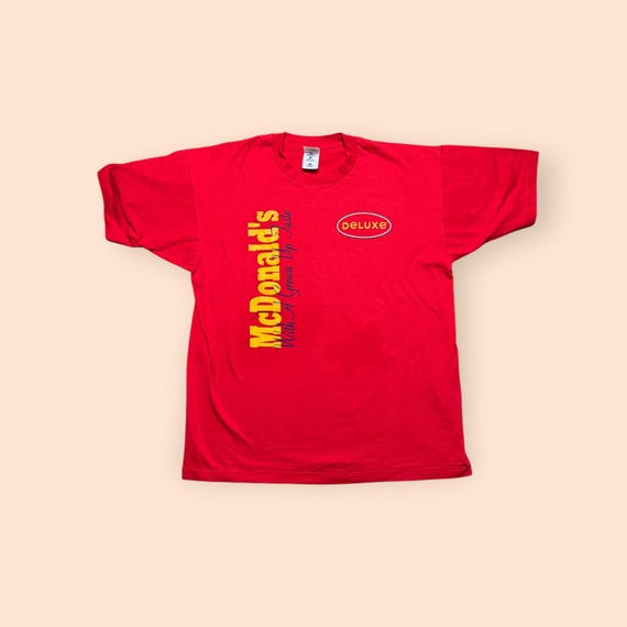 80s 90s ヴィンテージ　McDonalds マクドナルド　Tシャツ Vintage 1990s Mcdonald's T Shirt Deluxe With A Grown Taste XL Red