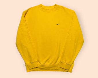Vintage Nike Y2K Crewneck Sweatshirt Swoosh Yellow Men’s XL 2000s Vtg